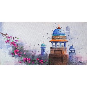 Zahid Ashraf, 08 x 16 inch, Acrylic on Canvas, Cityscape Painting, AC-ZHA-097